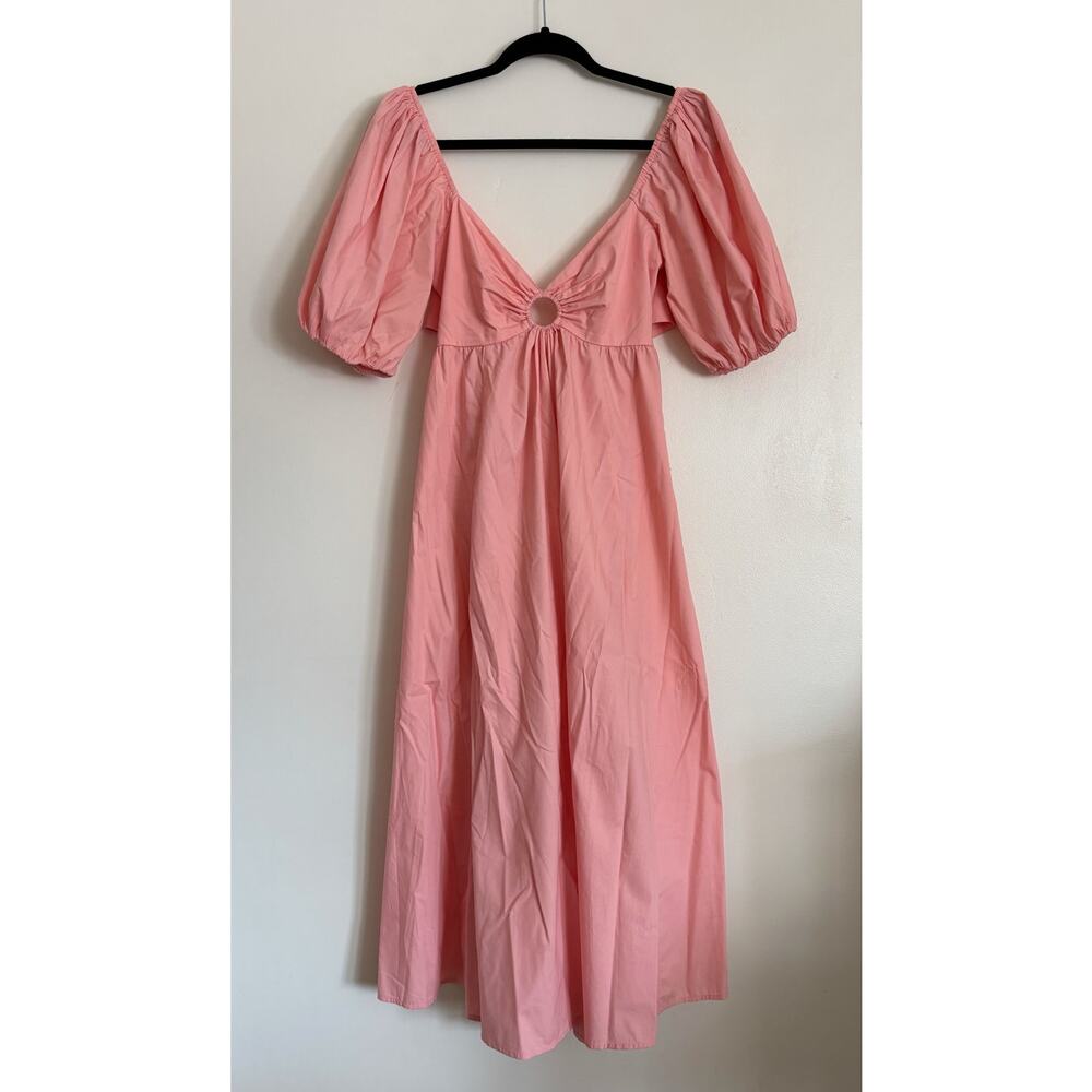 Pink Abercrombie O-Ring Puff Sleeve Midi Dress S - Picture 2 of 11